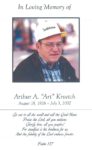 2007 – Art Kroetch funeral memory photo & life dates