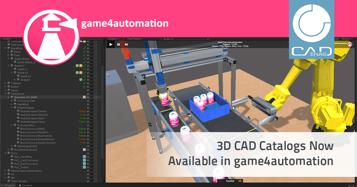 Digital twin and games technology – Integration of CADENAS manufacturer catalogs into Game4Automation