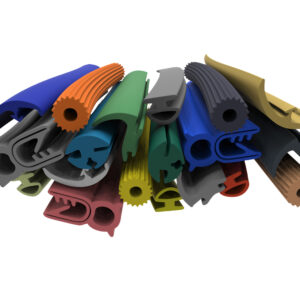Extruded plastic and rubber trims and seals in various shapes and colors