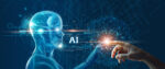Connecting human data to mindset of Artificial intelligence AI, Digital data and machine learning technology and computer brain. Robot technology development for futuristic.