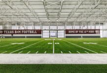 Whether inside or outside, Texas A&M aims for football excellence with a lift from Schweiss Doors Schweiss
